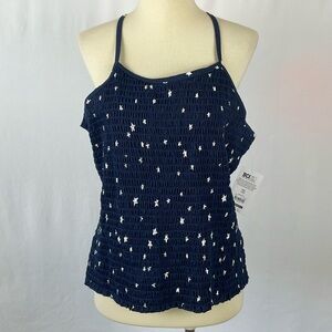 NWT No Boundaries Navy Blue Smocked Tank/Cami w/White Stars - Size XXL (19) Jr.